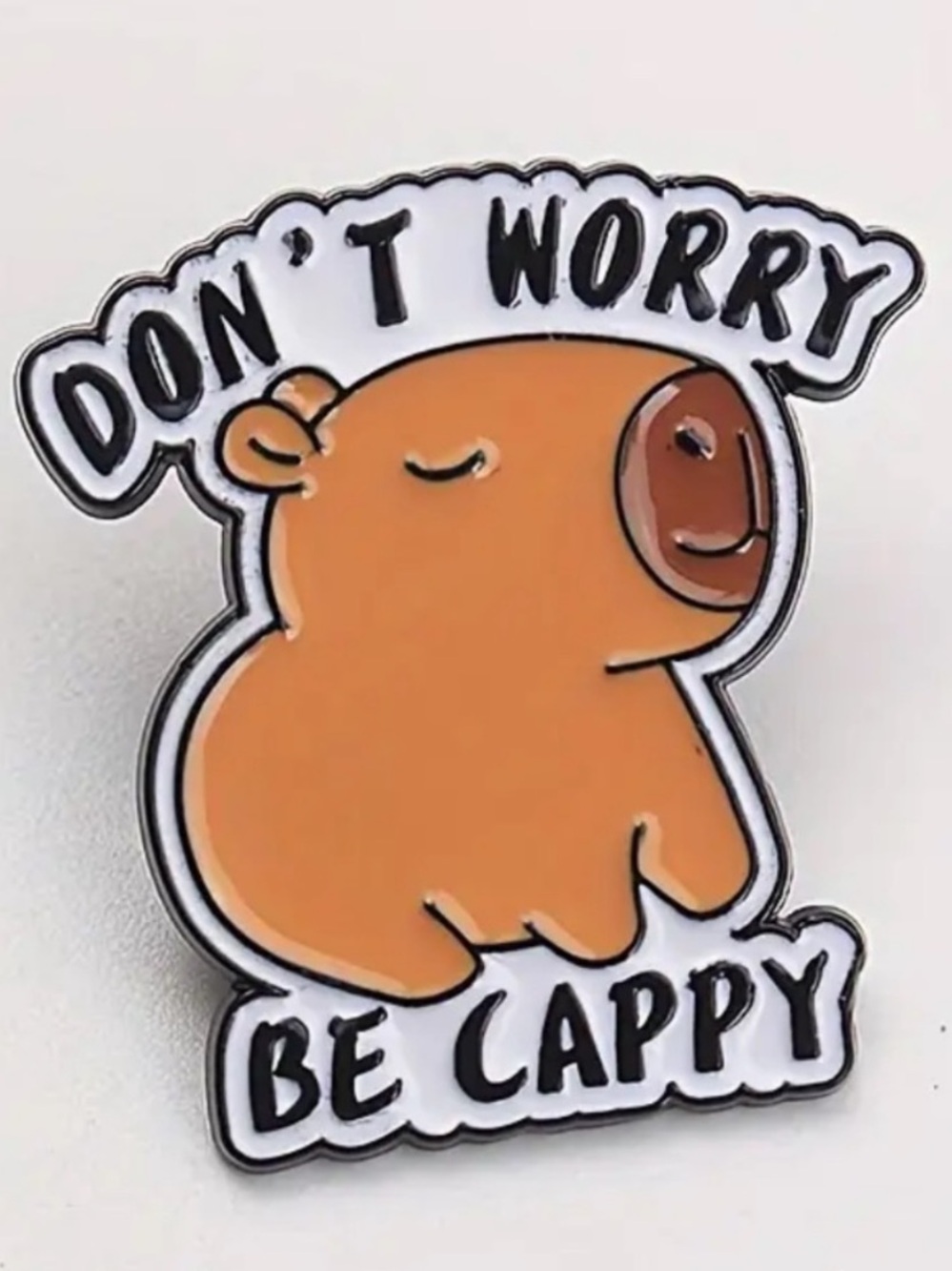 Don't Worry Be Cappy Enamel Pin - Orange Bear